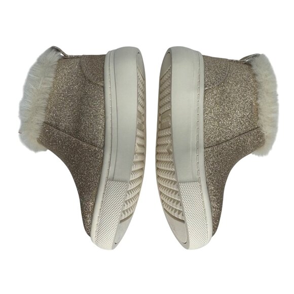 Kelly & Katie Lil Karina Toddler 5T Gold Glitter Ankle Boot Faux Fur Side Zipper - Picture 8 of 9